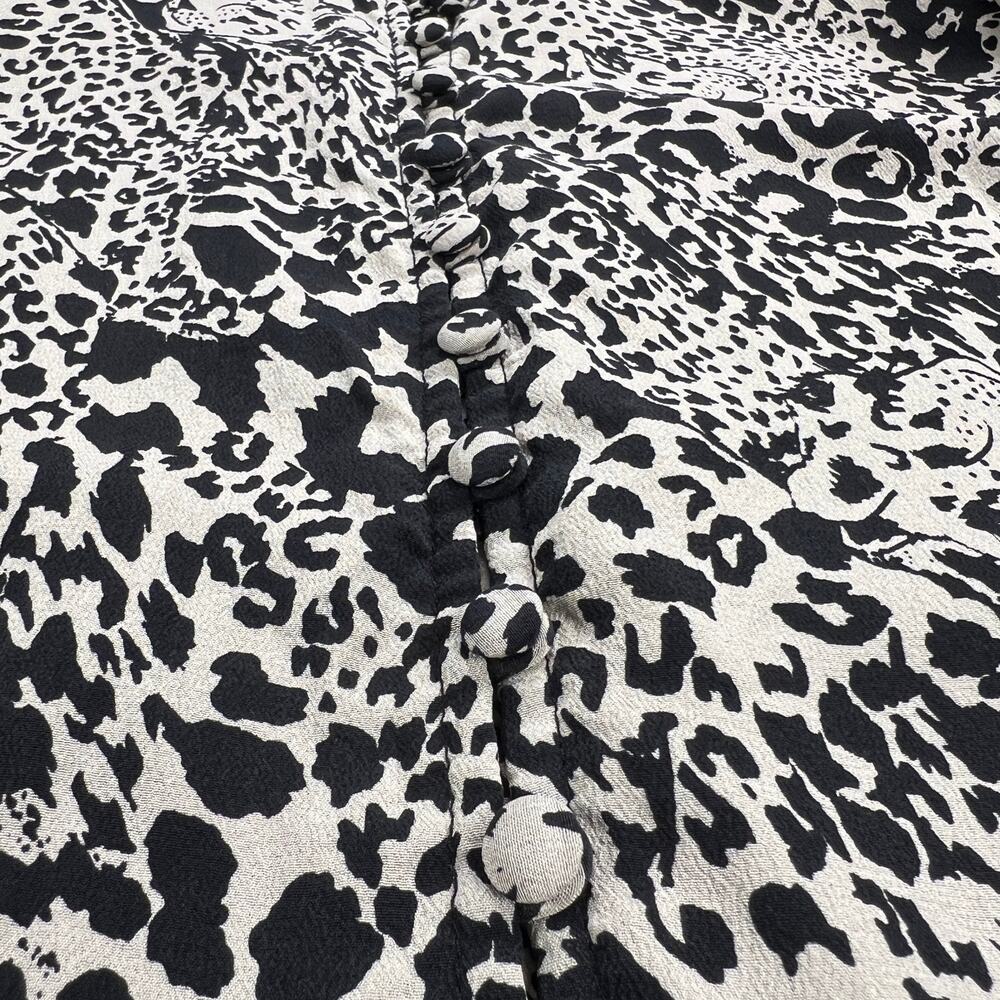 Rebecca Taylor Leopard 100% Silk A-Line Long Sleeve Button Up Shift Dress Size 8 - Picture 8 of 16